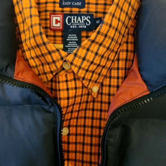CHAPS XL TALL LONG SLEEVE  BUTTON DOWN SHIRT W/ XL J CREW GOOSE DOWN VEST NWOT - Picture 2 of 12